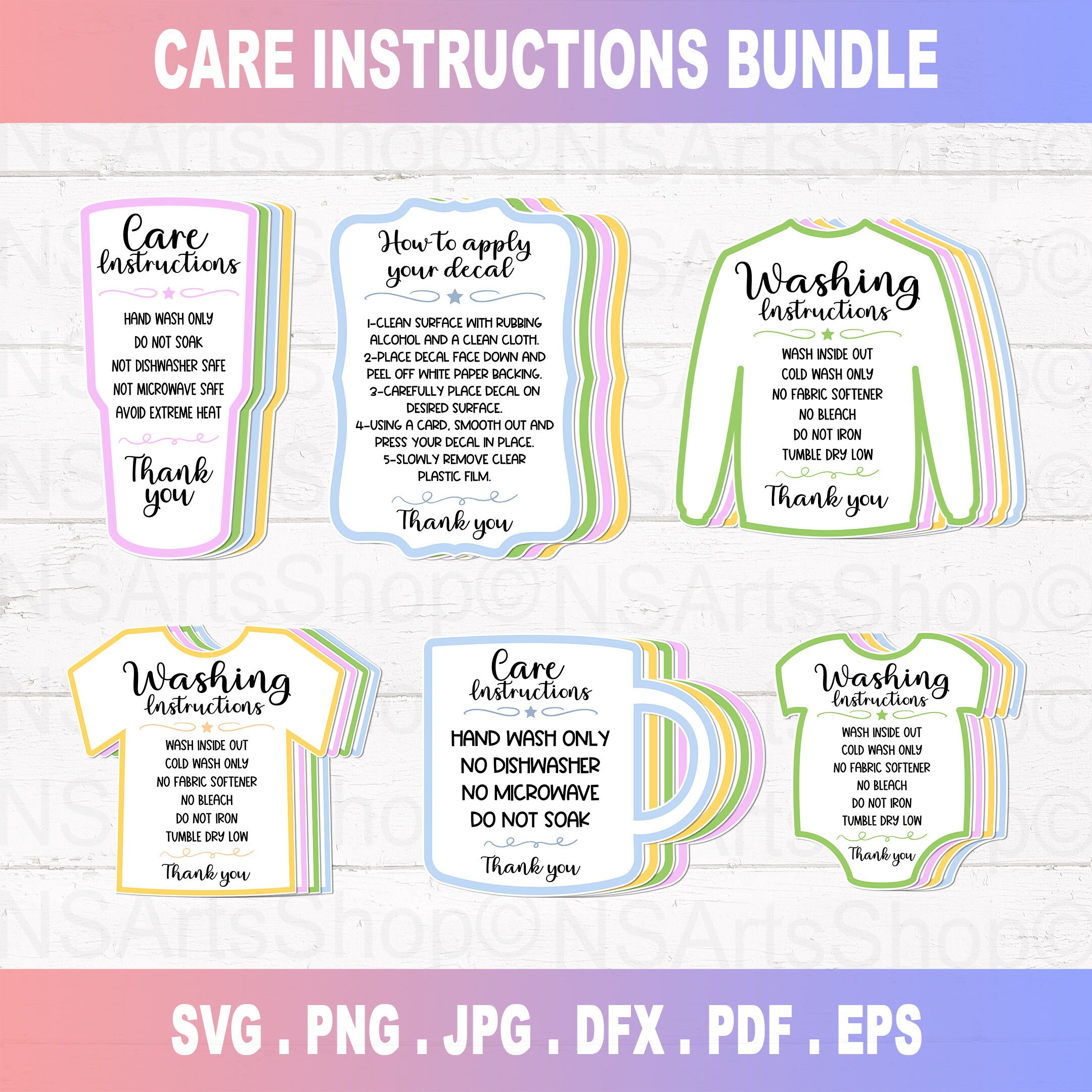 Bundle 8 Glass Care Cards Instruction - MasterBundles