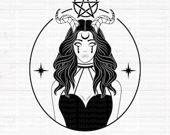 Witch SVG, Witchcraft Design, Gothic, Pagan, Wicca Symbol, Cricut, Cut File