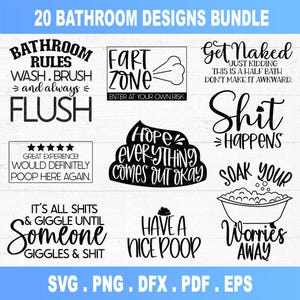 Bathroom Quotes SVG Bundle: Restroom Sign Designs Cut Files - Digital Download image 9