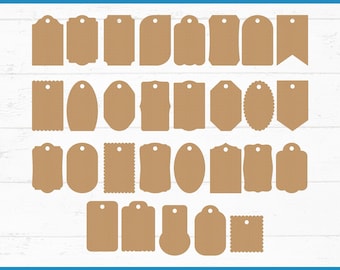 Gift Tag SVG Bundle: Blank Label Template Designs, Cricut Cut File