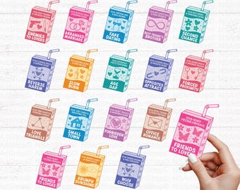 Book Trope Designs Bundle, Spicy Bookish PNG Juice Box Designs, Cricut, Cut File