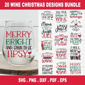 Paquete de SVG de vino navideño, SVG de vino navideño, SVG de creencia, archivo de corte navideño, SVG de escena navideña, SVG divertido de vino navideño, archivo de corte