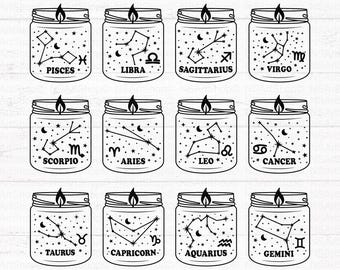 Zodiac Sign SVG Bundle: Horoscope Symbols, Astrology PNG Design Files Cricut Silhouette