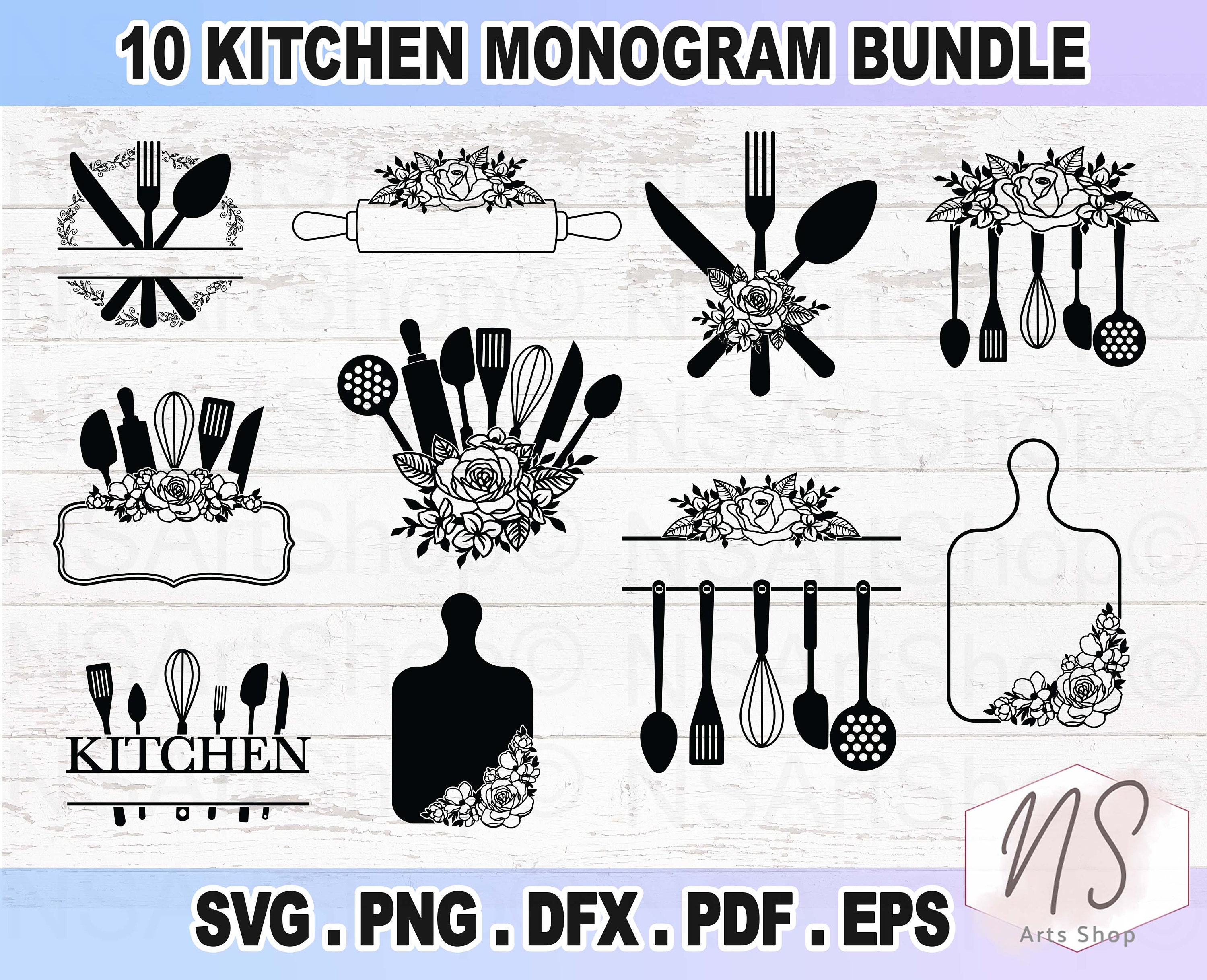 Kitchen Split Frame SVG Kitchen Svg Kitchen Monogram Svg - Etsy
