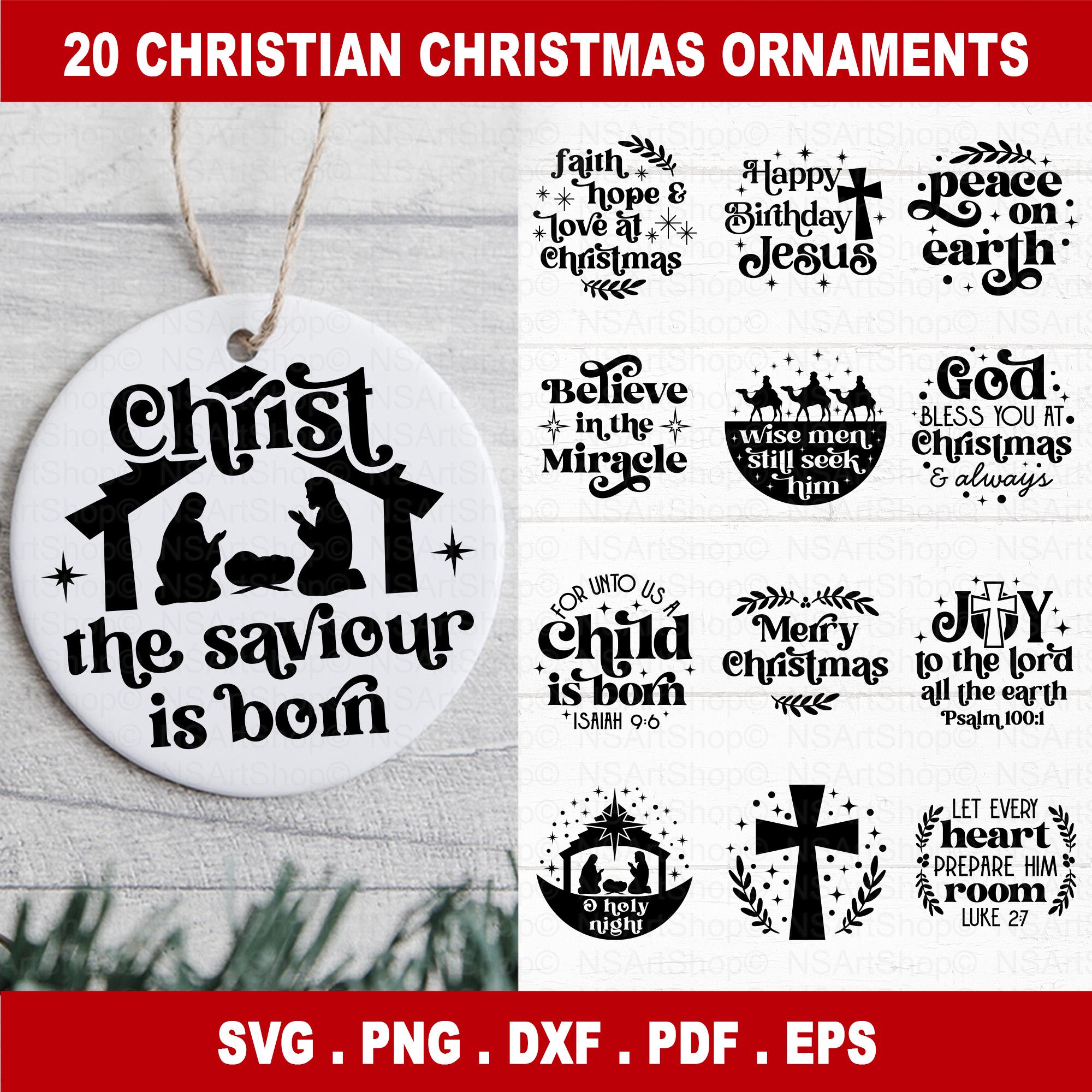 Christmas Ornament SVG Bundle, Round Christian Religious Ornaments ...