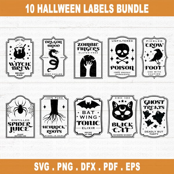 Halloween Potion Labels SVG Bundle, Witches Brew Svg, Witch Potion svg, vintage signs,  Halloween Apothecary Labels, Halloween Tumbler Svg