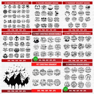 クリスマスオーナメントSVGバンドル、メガラウンドクリスマス＆ホリデーデザイン、2026、カットファイル、Cricut 画像 3