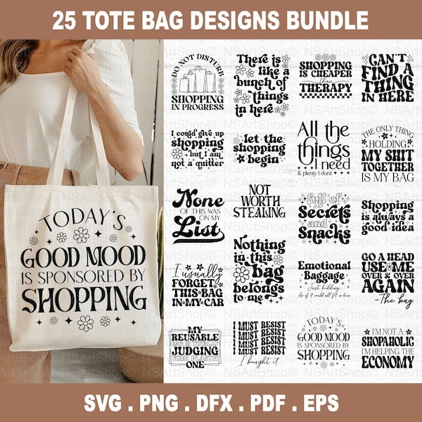 Tote Bag SVG Bundle, Tote Bag Quote svg, Emotional Baggage svg, Retro Tote Bag svg, Market Bag Svg