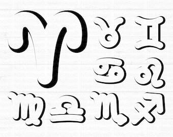 Zodiac Sign SVG Bundle: Horoscope Symbols, Astrology PNG Design Files Cricut Silhouette