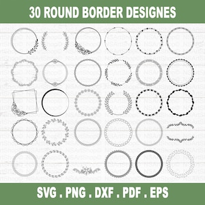 Puede incluir: Treinta diseños de bordes redondos en blanco y negro. Los bordes son de varios estilos, incluyendo floral, geométrico y simple.