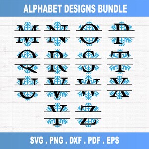 Christmas Ornament SVG Bundle: Letters Split Monogram Alphabet, Round ...