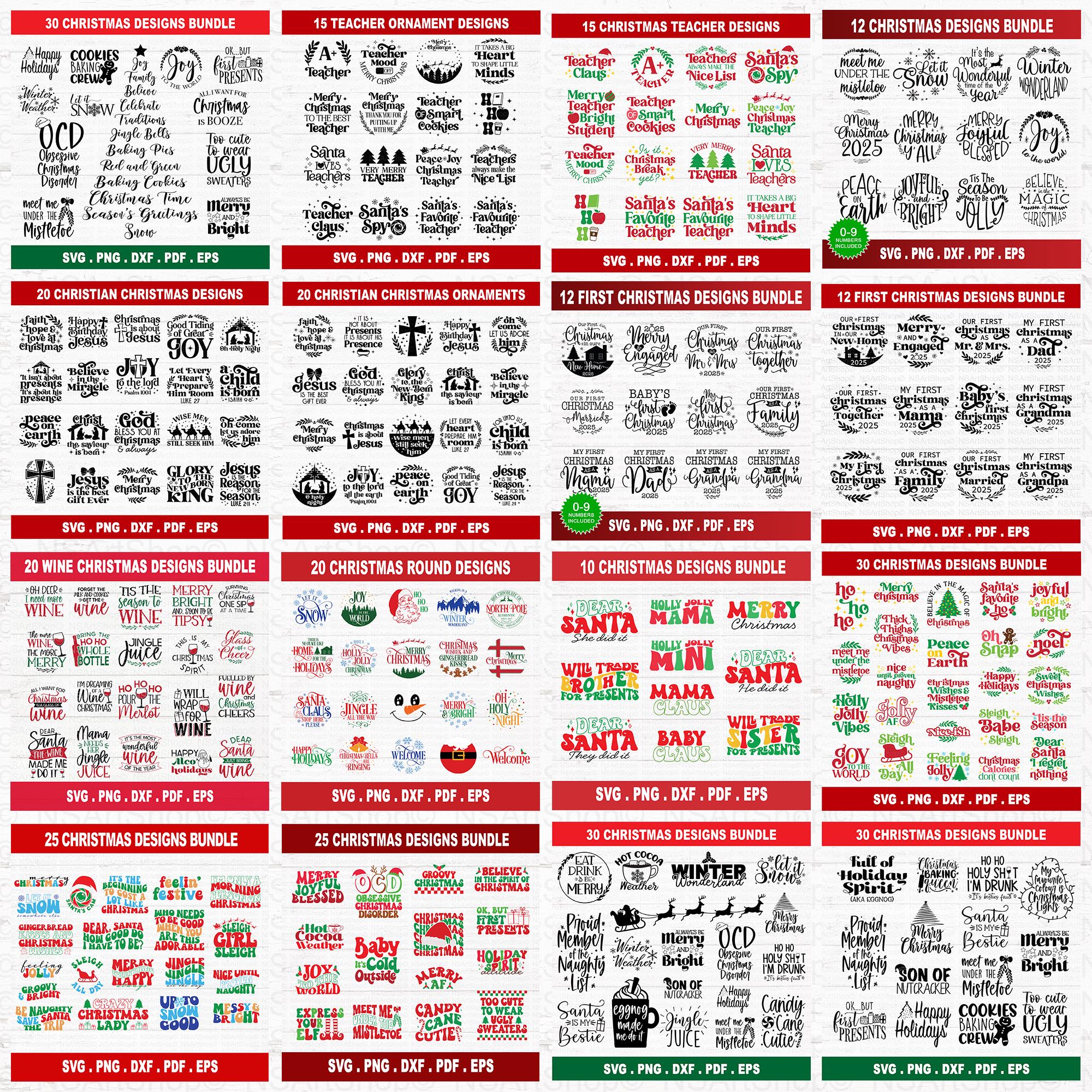 Christmas SVG Bundle: Mega Holiday Designs, Cut Files for Cricut - Etsy