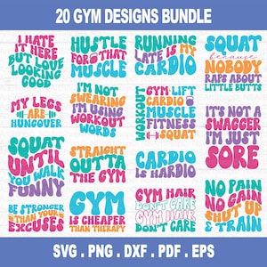 Paquete SVG de entrenamiento, svg de motivación para el gimnasio, svg de citas para el gimnasio, svg de fitness, svg de camiseta de entrenamiento, archivo de corte, Cricut, silueta, PNG, DXF