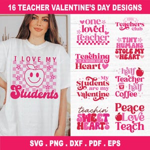 Bundle enseignant Saint-Valentin SVG PNG, enseignement amoureux svg, svg enseignant, svg rétro Saint-Valentin, svg enseignant rétro, enseignant png