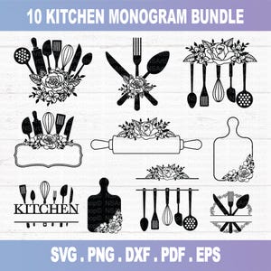 Keuken Split Frame SVG, keuken svg, keuken monogram svg, Flourish Kitchen SVG, koken monogram svg, keuken gesneden bestand