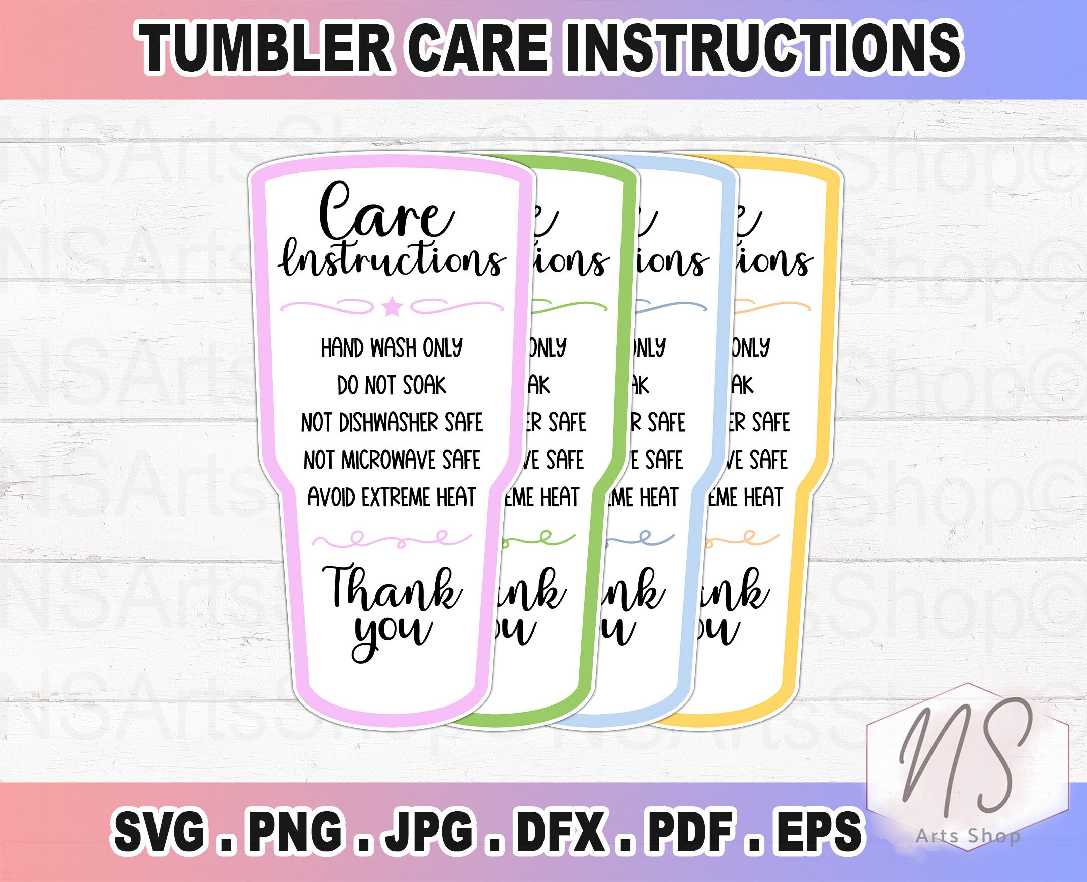 Printable Tumbler Care Card, Tumbler Wash (1099241)
