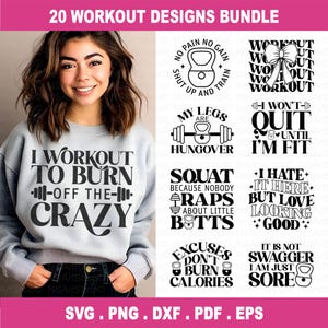 Entraînement SVG Bundle, svg motivation gym, gym citations svg, svg fitness, chemise d'entraînement svg, fichier coupé, Cricut, Silhouette, PNG, DXF