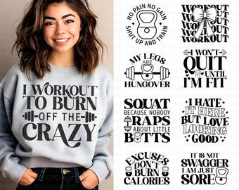 Gym SVG Bundle: Workout Quotes, Fitness Designs, Cricut cut file