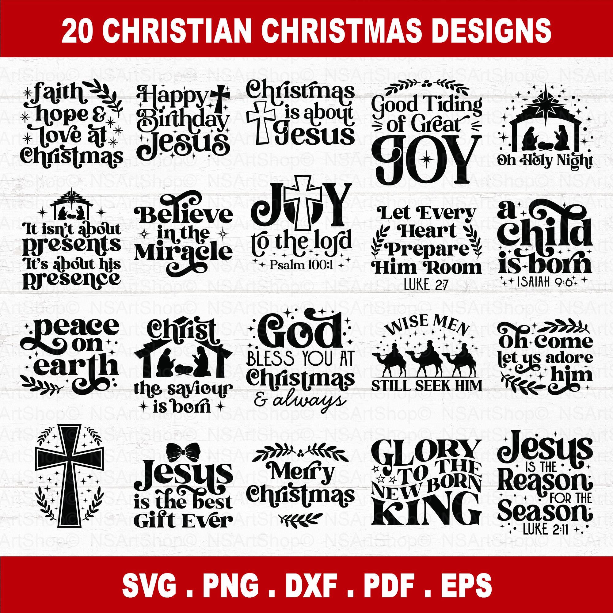 Christian Christmas SVG Bundle, Bible Verse, Jesus Birthday, Religious ...