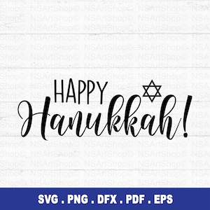 Hanukkah SVG, svg Happy Hanukkah, Menorah Hanukkah SVG, SVG étoile de David, fichiers coupés Circut, fichier coupé silhouette