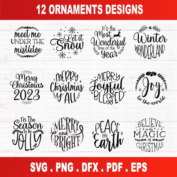 Christmas ornament svg bundle, Christmas svg, believe svg, christmas cut file, christmas scene svg, round ornament svg, cut file