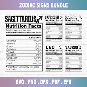 Zodiac Signs SVG Bundle, Astrology Signs svg, Zodiac Symbols svg, Zodiac Nutrition facts svg, Astrology, Horoscope, Cut File Cricut