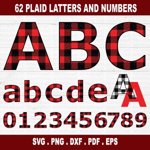 Letras SVG de cuadros escoceses de búfalo, clipart del alfabeto, cuadros escoceses de búfalo png, monograma a cuadros SVG, letras y números de monograma, patrón de chevron svg