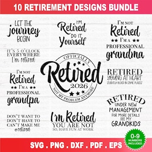Retirement SVG Bundle: Officially Retired Design, Cricut Cut File, Engraving File, 2026, Digital Download