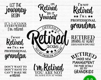 Retirement SVG Bundle: Officially Retired Design, Cricut Cut File, Engraving File, 2026, Digital Download
