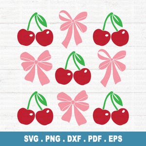 Cherry Bow SVG PNG, Ribbon, Valentines Day Design, Cricut, Cut File