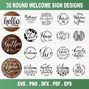 Round sign svg bundle, Welcome sign svg, farmhouse svg, farmhouse welcome door sign svg, home sweet home svg, welcome to our home svg
