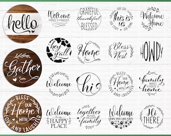 Round sign svg bundle, Welcome sign svg, farmhouse svg, farmhouse welcome door sign svg, home sweet home svg, welcome to our home svg