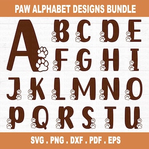 Bundle monogramme SVG empreinte de patte, amoureux des chiens SVG, lot de lettres Svg de l'alphabet chat, Svg de maman de chien, Svg de monogramme de chien, svg de maman de fourrure