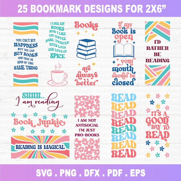 Bookmark SVG Bundle, bookmark png, funny bookmark svg, printable bookmark, bookmark template svg, books svg, retro book svg, reading svg