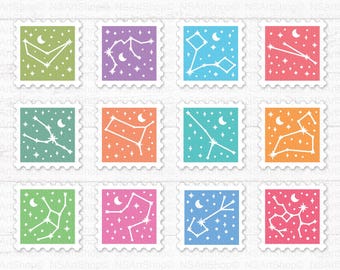 Zodiac Sign SVG Bundle: Horoscope Symbols, Astrology PNG, Stamp Design Cut Files, Cricut, Silhouette