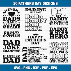 Father&#39;s Day SVG Bundle: Dad Jokes, T-shirt Designs, Cricut, Silhouette, PNG, DXF