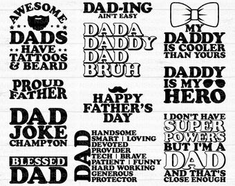 Fathers Day SVG Bundle: Dad Joke Designs, Cut File, Cricut, Silhouette, PNG, DXF