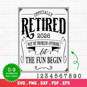 Officially Retired SVG: Retirement Design, Cricut Cut File, Engraving File, 2026, Digital Download