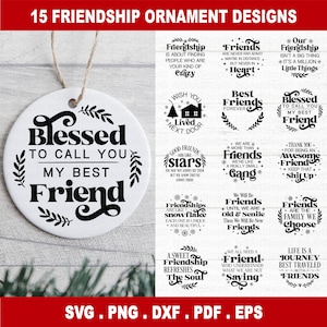Bundle de svg ornement de Noël de l'amitié, meilleur ami ornement svg, svg cadeau ami, besties ornement svg, svg ornement collègue, Noël