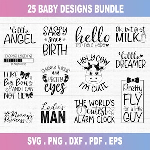 Paquete SVG para bebé, mono SVG para bebé, paquete SVG para recién nacido, paquete de citas para bebé, lindos dichos para bebé svg, divertidos svg para bebé, niña, niño, cricut