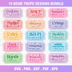 Paquete SVG de libros, libro picante png, libro con boletos SMUT svg, libro retro svg, lectura svg imagen 2
