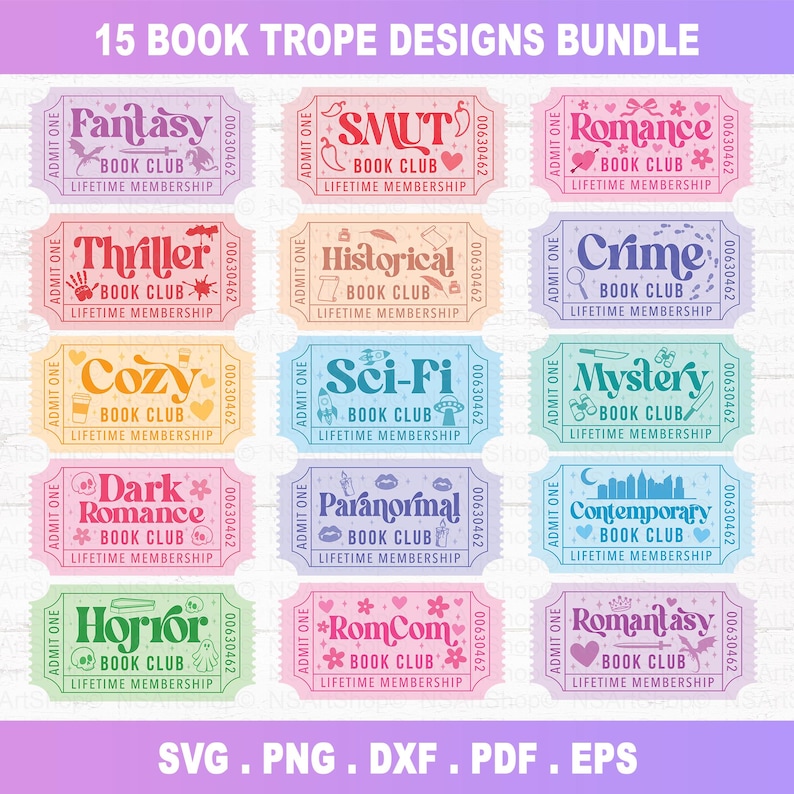 Paquete SVG de libros, libro picante png, libro con boletos SMUT svg, libro retro svg, lectura svg imagen 2