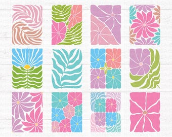Abstract Flower SVG Bundle: Danish Floral PNG - Digital Download