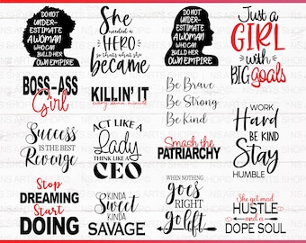 Motivational SVG Bundle: Strong Women Designs, Inspirational Quotes Affirmation (Digital Download)