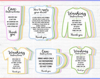Care Instructions Bundle (svg, png, jpg, dxf, pdf, eps), Washing Instructions, Cricut, Cut File