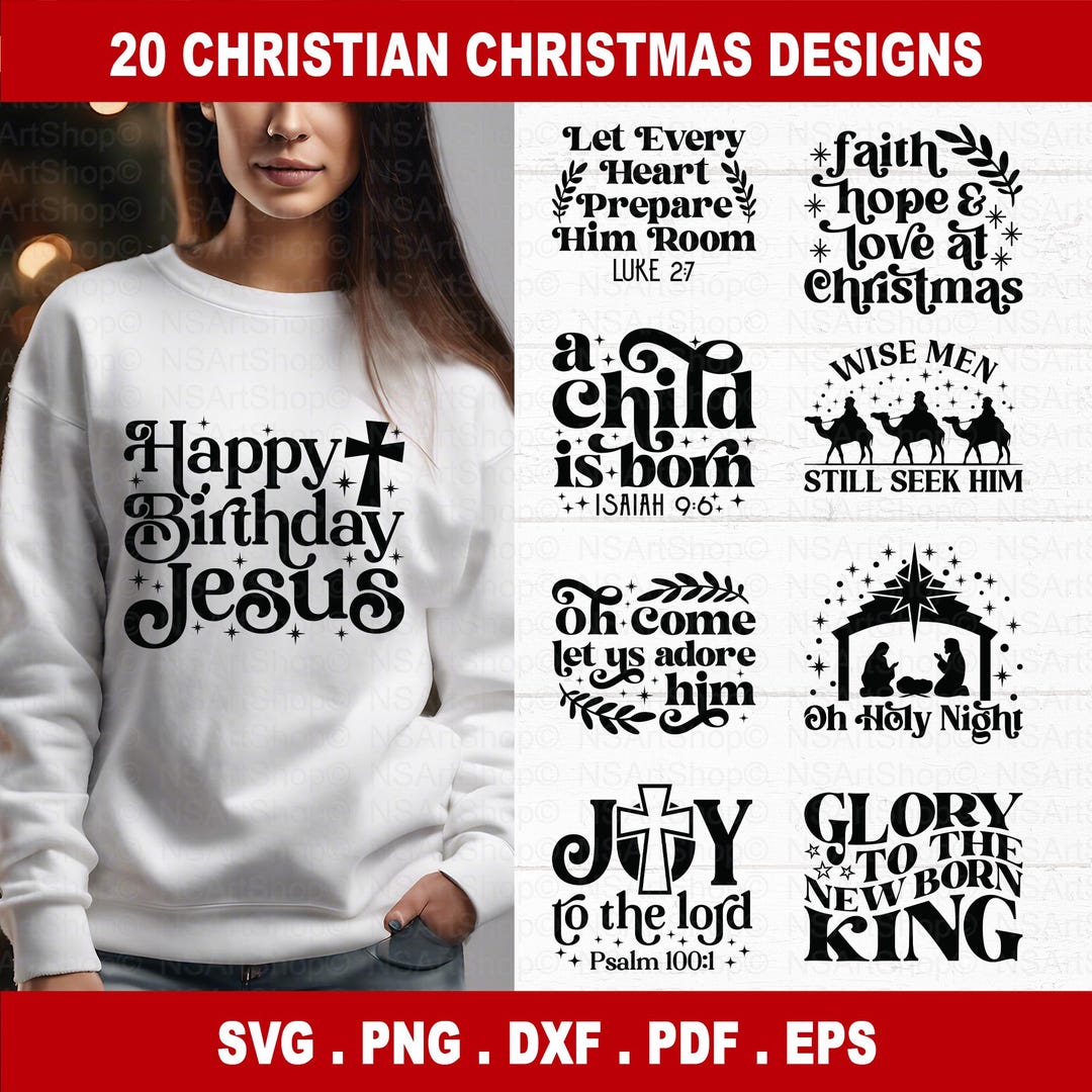 Christian Christmas SVG Bundle, Bible Verse, Jesus Birthday, Religious ...