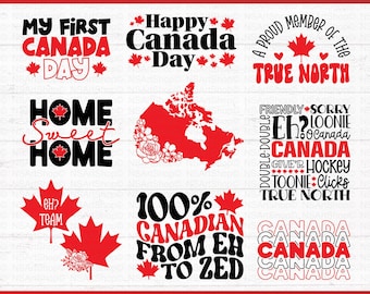Canada Day SVG Bundle: Eh, Maple Leaf, Canadian, Canada Map
