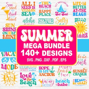 Pacote SVG de verão, SVG de praia, SVG de férias, SVG de camisa de verão, SVG de camisa de praia, SVG de garota da praia, Citação de verão, Cricut, Arquivos de corte, Silhueta
