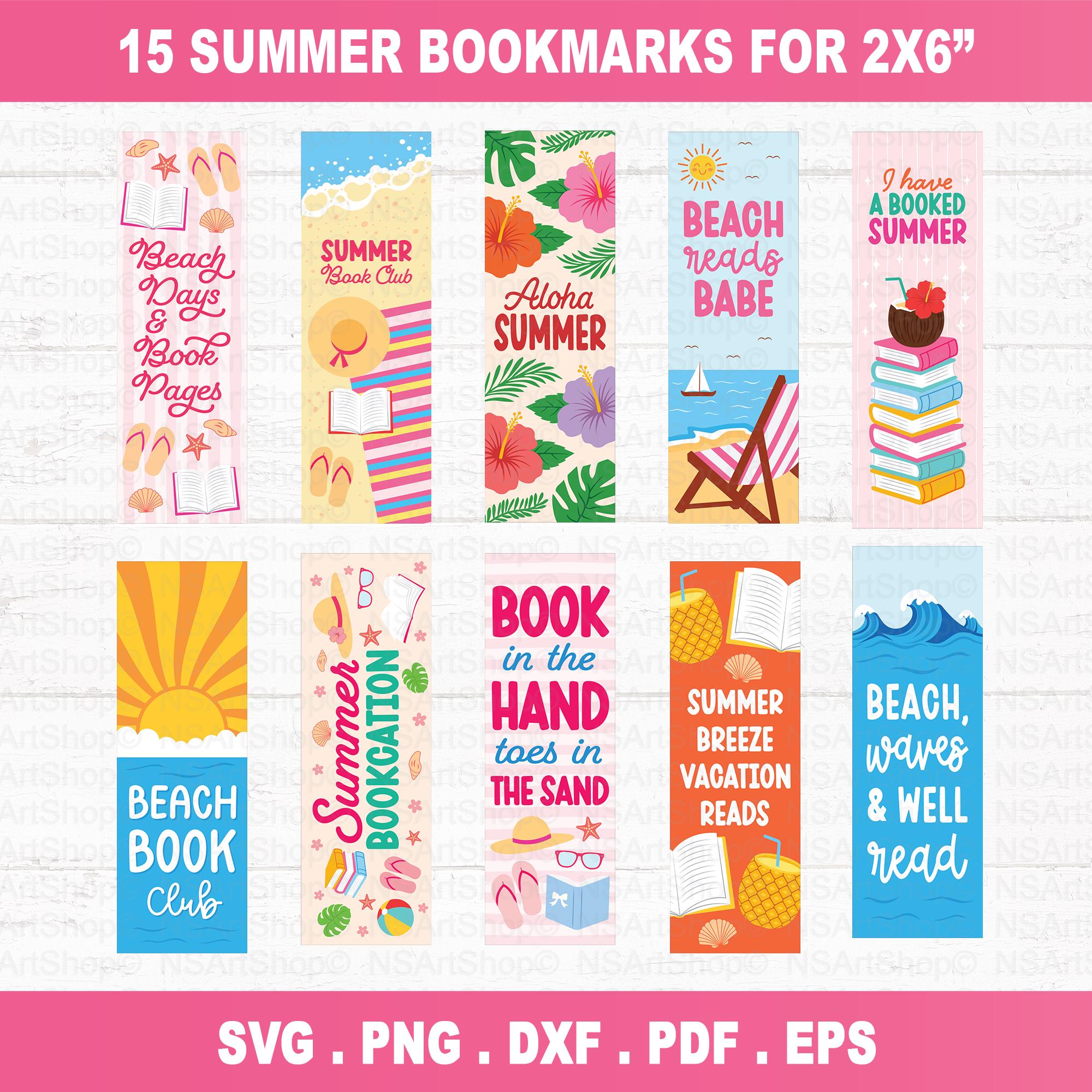 Summer Bookmark SVG PNG Bundle, Beach Vacation Designs, Bookish Files ...