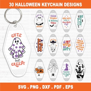 Halloween Motel Keychain SVG Bundle: cute ghost hotel keychain sassy png design cricut silhouette cut file